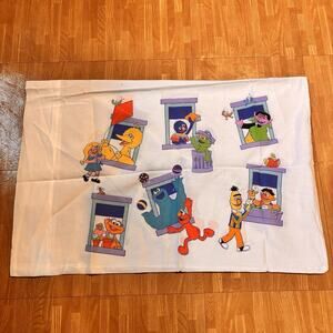 Vintage Sesame Street Pillowcase Big Bird Elmo Oscar Count Cotton READ